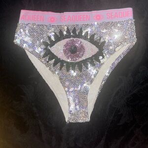Sequin Eye Design Bottoms - Silver and Pink